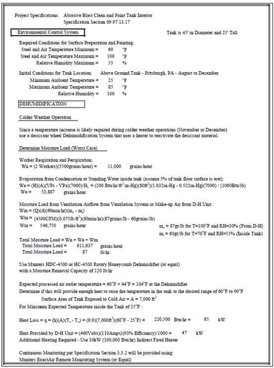 Basic Dehumidifier Sizing to Control Conditions for Painting Tank ...