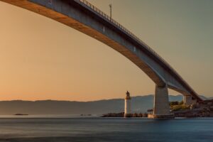 bridge, lighthouse, sunset, sea, lake, landscape, scotland, isle of skye, skye bridge, evening atmosphere, ocean, sun, setting sun, nature, dusk, bridge, bridge, bridge, bridge, bridge